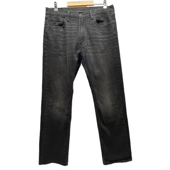 Levi's 505 Men's Black Grey Wash Jeans 36x32 Regular Fit Straight Leg 5 Pocket - Picture 1 of 15